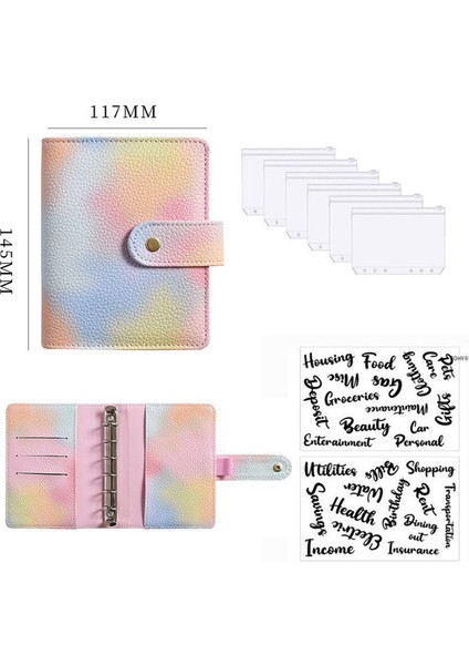 B 2 Etiketli Set A7 Hediyeler A7 Pu Deri Bütçe Bağlayıcı Dizüstü Nakit Zarflar Sistemi Seti, Para Bütçe Tasarrufu Fatura Organizatör Için Bağlayıcı Cepler ile (Yurt Dışından)
