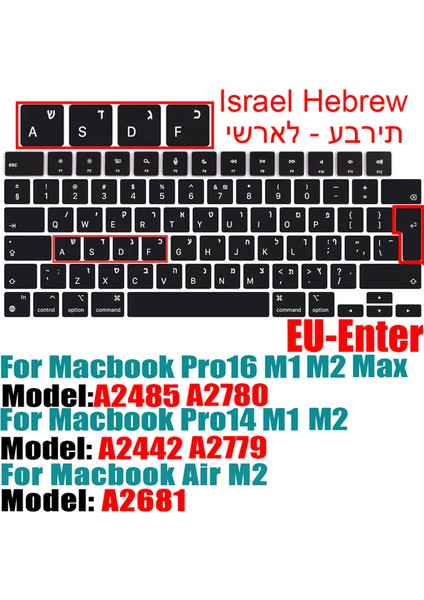 EU-A2442 A2485 It Yeni MacBook PRO14 16 2021M2 A2442A2485A2681A2779 Keybaord Cvoer Rusya Şili Kore Fransa Klavye Koruyucu Silikon Kılıf (Yurt Dışından)