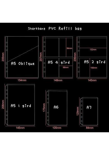 5 Adet Set A5 4 Kuşak Sharkbang 5 Adet A5 Eğimli Cep Bağlayıcı Dolum Çantası A6 A7 Pvc Bilet Çıkartmalar Saklama Torbaları 6 Delik Dergisi Şeffaf Organizatör (Yurt Dışından)