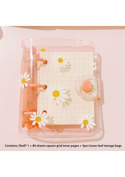 Girly Pembe Set B Haile Sevimli Şeffaf Mini Cep Gevşek Yaprak 3 Halka Günlüğü Gündem Dizüstü Organizatör Bağlayıcı Dergisi Bağlayıcı Kore Kırtasiye (Yurt Dışından)