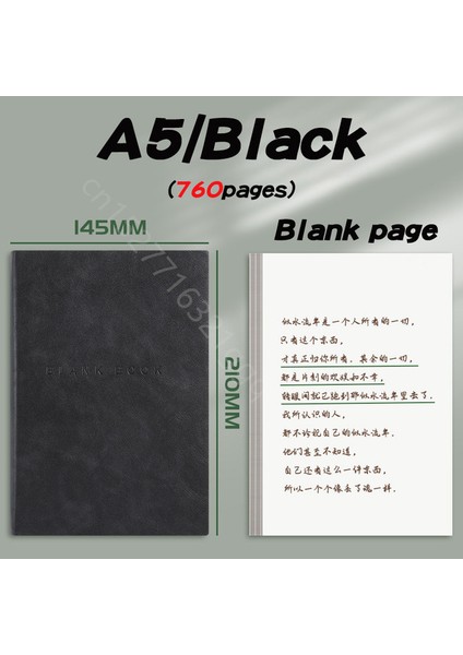 Siyah Boş Süper Kalın Dizüstü A5 Sevimli Bloknotlar Renkler Yaratıcılık Kırtasiye 760 Sayfa Boş Pu Kapak Kırtasiye Okul Ofis Malzemeleri (Yurt Dışından)