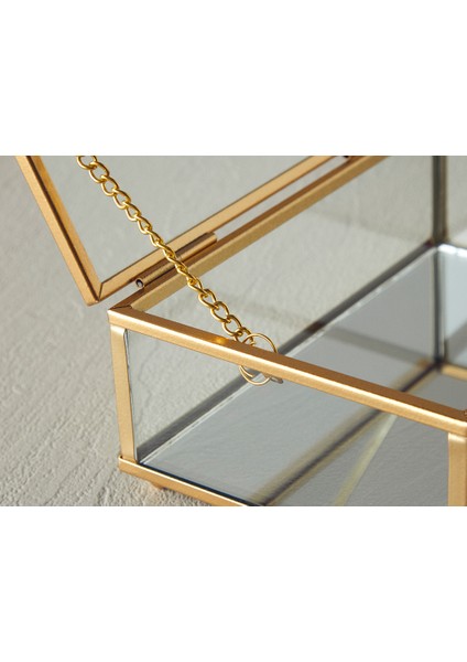 Glossy Cam Dekoratif Kutu 15X10X5,5 cm Gold