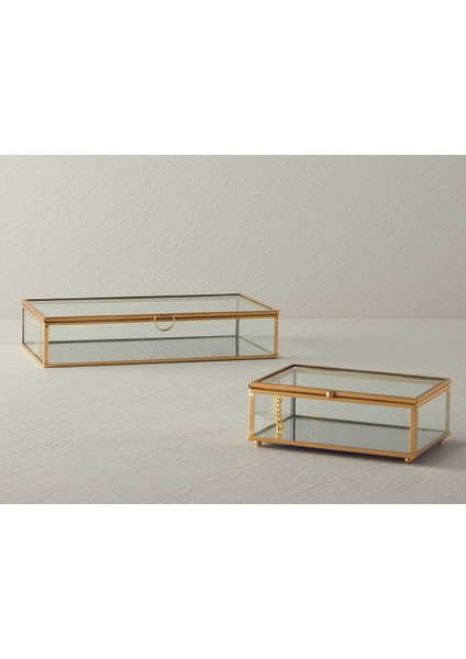 Glossy Cam Dekoratif Kutu 15X10X5,5 cm Gold