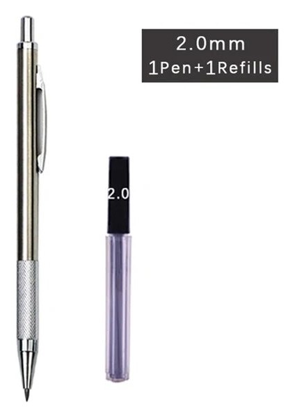 2.0mm 1 Takım Metal Mekanik Kurşun Kalem Seti Kurşun Yedekler ile Öğrenci Yazma Çizim Sanat Kaynağı 0.3/0.5/0.7/0.9/1.3/2.0mm Otomatik Kalem (Yurt Dışından)