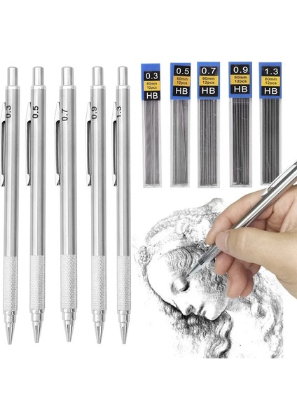 2.0mm 1 Takım Metal Mekanik Kurşun Kalem Seti Kurşun Yedekler ile Öğrenci Yazma Çizim Sanat Kaynağı 0.3/0.5/0.7/0.9/1.3/2.0mm Otomatik Kalem (Yurt Dışından) fiyatları