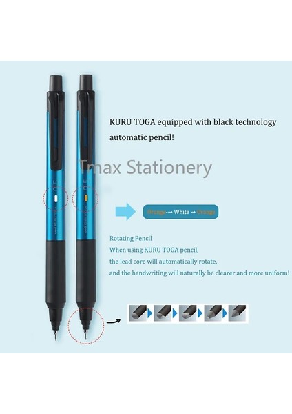 Buz Mavisi 0.3mm Unı Mekanik Kurşun Kalem M3/5-Ks Siyah Teknoloji Yükseltilmiş Kuru Toga Kurşun Çekirdek Kendi Kendine Dönme 0.3/0.5mm Öğrenci Yazma Çizimi (Yurt Dışından)