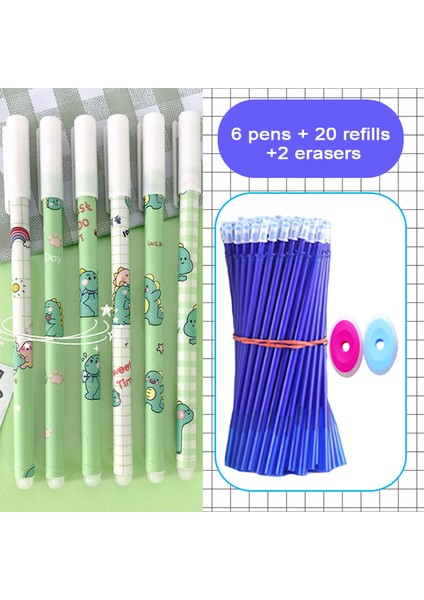 28 Adet Littledinosaur 28 Adet/grup Silinebilir Jel Kalemler Mavi Dolum Seti 0.5 mm Uç Kawaii Tükenmez Kızlar Için Yazma Kore Sevimli Okul Malzemeleri Kırtasiye (Yurt Dışından)