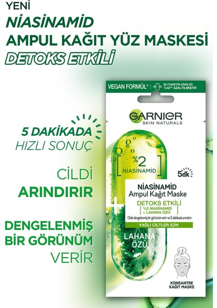 Ampul Kağıt Maske Seti Hyaluronik, C Vitamini ve Niacinamide 15 gr