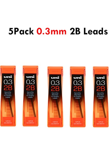 5 Kutu 0.3mm (2b) Uni Kawaii Mekanik Kurşun Kalem Okul Kırtasiye Malzemeleri 0.3/0.5mm Çift Modlu Rotasyon Öğrenciler Anti-Kırık Çekirdek Otomatik Kalemler (Yurt Dışından)