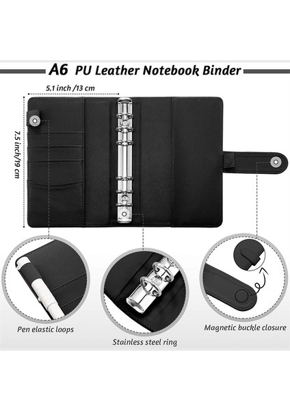 Siyah A6 A6 Bütçe Bağlayıcı Kitleri Dizüstü Dıy Günlüğü Planlayıcısı Organizatör 8 Adet Cepler Okul Tedarikçisi 2 Adet Fransız Alfabesi Çıkartmalar (Yurt Dışından) modelleri
