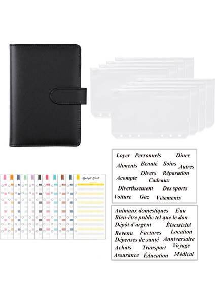 Siyah A6 A6 Bütçe Bağlayıcı Kitleri Dizüstü Dıy Günlüğü Planlayıcısı Organizatör 8 Adet Cepler Okul Tedarikçisi 2 Adet Fransız Alfabesi Çıkartmalar (Yurt Dışından) fırsatları