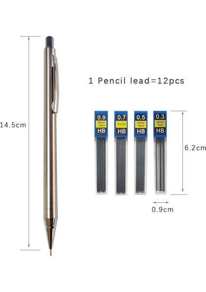 0.5 Kalem ve Kurşun Yaratıcı Metal Mekanik Kurşunkalemler Basit Öğrenciler Yazma Kroki Boyama Kalemler 0.3/0.5/0.7/0.9/2.0mm Kurşun Yazma Malzemeleri (Yurt Dışından)