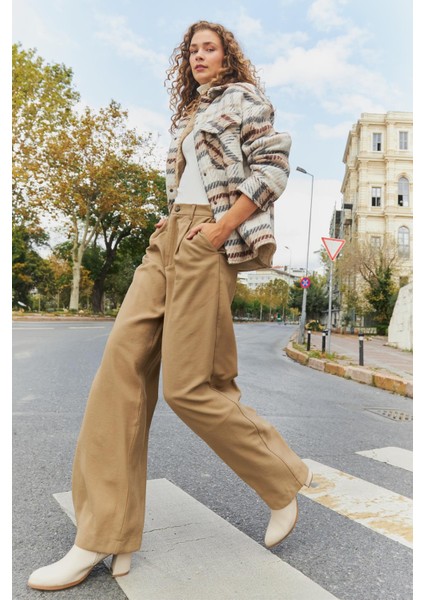 Kadın Chloe Vizon Wide Leg Lyocell Kumaş Pantolon