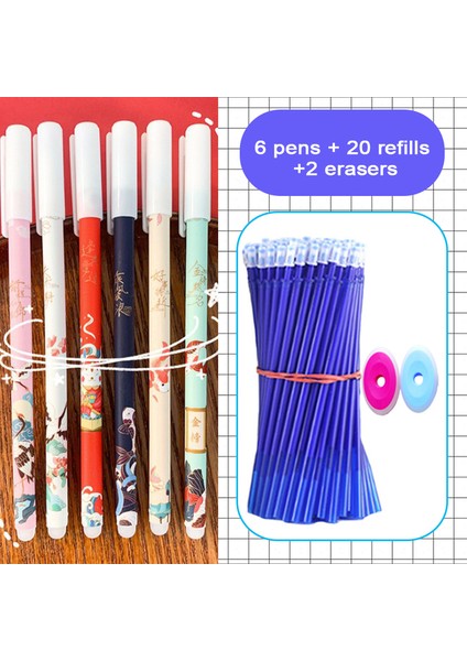 28 Adet Jinli 28 Adet/grup Silinebilir Jel Kalemler Mavi Dolum Seti 0.5 mm Nib Kawaii Tükenmez Kızlar Için Yazma Kore Sevimli Okul Malzemeleri Kırtasiye (Yurt Dışından)