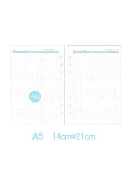 Izgara A5 2023 40 Sayfa Kawaii A5 A6 Gevşek Yaprak Defter Kağıdı Dolum Spiral Bağlayıcı Dizin Iç Sayfalarnokta Izgara Çizgi Planlayıcısı Gündem (Yurt Dışından)