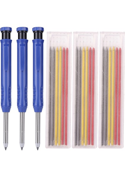 Bluee 3 Adet Katı Marangoz Kalem Seti 18 Dolum ile Kalemtıraş Mekanik Işaretleyici Mimar Ağaç Işleme Markalama Aracı (Yurt Dışından)