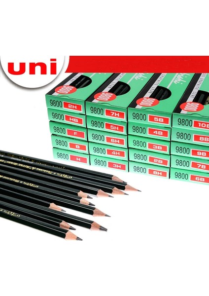 F 12 Adet 12 Adet Uni Mitsubishi 9800 Kalem Yazma Çizim ve Eskiz Için H 2h 3h 4h 5h 6h 7h 8h Hb F B 2b 3b 4b 5b 6b 7b 8b 9b 10B (Yurt Dışından)