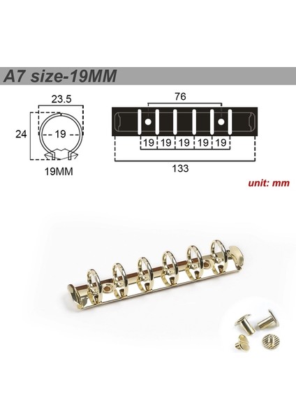 Altın A7 19 mm Metal Spiral Halkalar Bağlayıcı Klip 2 Çift Vidalı Günlüğü Dizüstü Planlayıcısı A5 A6 Kişisel A7 Bağlayıcı Klip Dosya Klasörü (Yurt Dışından)