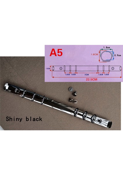 Parlak Siyah 15MM A5 6 Yüzük Siyah Gümüş Altın Gül Bronz 15/19/25/30 mm Çap A5 A6 A4 Halka Mekanizması (Yurt Dışından)