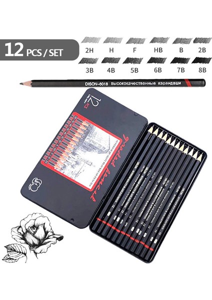 Bir 12 Adet/grup Grafit Kalem Seti 6H-14B Profesyonel Eskiz Kalem Seti Sanat Okul Malzemeleri Kırtasiye (Yurt Dışından)
