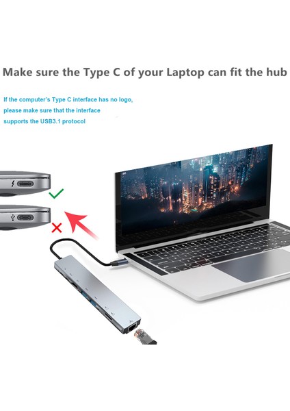 Tip ve Usb'den 5'i 1 Arada USB Hub 3.0 Tip C'den USB 3.0 Dock Istasyonuna Çoklu USB Splitter Ower Adaptörü 4/7 Bağlantı Noktası RJ45 4K MacBook Pro Dizüstü Bilgisayar Aksesuarları Için (Yurt Dışından)