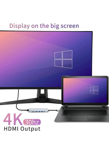 Tip ve Usb'den 5'i 1 Arada USB Hub 3.0 Tip C'den USB 3.0 Dock Istasyonuna Çoklu USB Splitter Ower Adaptörü 4/7 Bağlantı Noktası RJ45 4K MacBook Pro Dizüstü Bilgisayar Aksesuarları Için (Yurt Dışından)