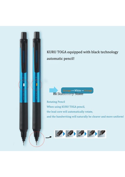 0.3mm Mavi Japonya Unikuru Toga Mekanik Kurşun Kalem Siyah Teknoloji Kurşun Çekirdek Kendiliğinden Dönen M3/5-Ks Yükseltilmiş Sürüm 0.3mm/0.5mm Kırtasiye (Yurt Dışından) fırsatları