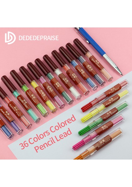 Viridis-2pcs Dededepraıse Pres Tipi Otomatik/mekanik Kurşun Kalem Yedekleri 2.0mm 36 Renk Yedek Renkli Kurşun Kalem Kurşun Kalın Kurşun/çekirdek/dolum (Yurt Dışından) modelleri