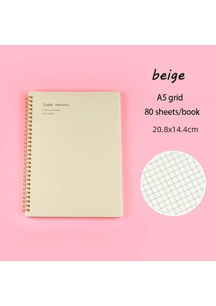 Bej-A5 Izgara 1 Adet Günlük Kullanım Için Dayanıklı Defter Yazarlar Için Bobinli Defter Morandi Rengi (Yurt Dışından)