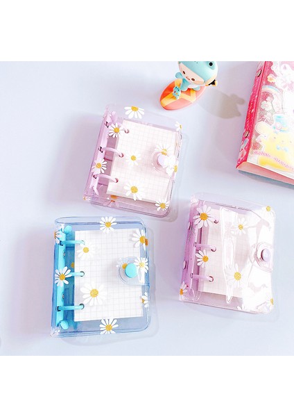 B Kawaii Papatyalar Şeffaf Mini 3 Halka Bağlayıcı Gevşek Yapraklı Defter Günlük Defteri Not Defteri Scrapbooking Ofis Okul Malzemeleri (Yurt Dışından)