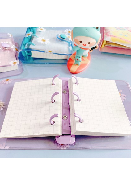 B Kawaii Papatyalar Şeffaf Mini 3 Halka Bağlayıcı Gevşek Yapraklı Defter Günlük Defteri Not Defteri Scrapbooking Ofis Okul Malzemeleri (Yurt Dışından)