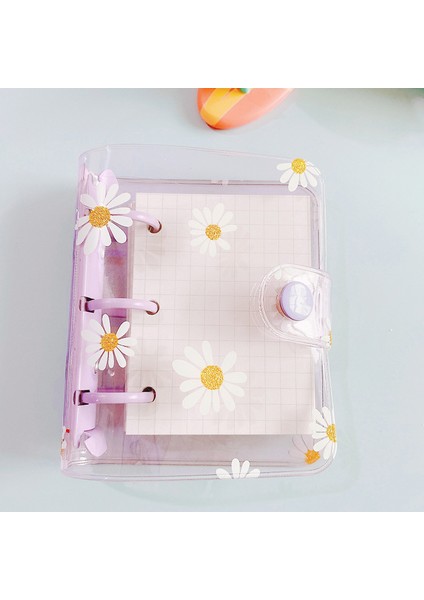 B Kawaii Papatyalar Şeffaf Mini 3 Halka Bağlayıcı Gevşek Yapraklı Defter Günlük Defteri Not Defteri Scrapbooking Ofis Okul Malzemeleri (Yurt Dışından)