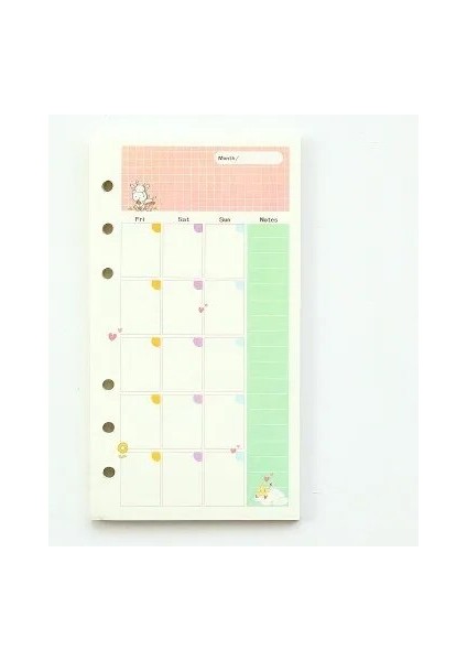 Aylık A5 A5 A6 Gevşek Yaprak Kawaii 45 Yaprak Gevşek Yaprak Defter Kağıdı Dolum Spiral Ciltleme Dizini Iç Sayfa Günlük Aylık Haftalık Gündem (Yurt Dışından)