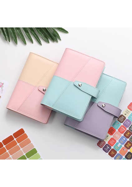Haki Pembe A6 Dondurma Rengi A6 Bütçe Bağlayıcı Defter Planlayıcısı Organizatör 8 Adet Fermuarlı Cepler 2 Adet Fransız Alfabesi Çıkartmalar Dropshipping (Yurt Dışından)