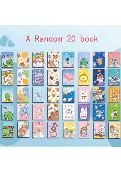 Rastgele 20 Kitap Diğer 20 Adet Karikatür Sevimli Küçük Kitap Mini Cep Dizüstü Taşınabilir Günlüğü Not Çocuk Küçük Ödül Kitapçığı (Yurt Dışından)
