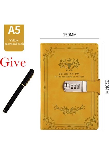 Sarı Defter 200 Sayfa A5 Retro Şifre Kitabı Kilitli Günlüğü Kalınlaştırılmış Şifre Kilidi Öğrenci Not Defteri Kırtasiye Defter Özel Teklif Klasik Kitaplar (Yurt Dışından)