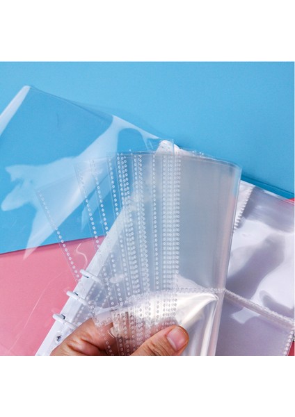 Kırmızı A6 10 Adet A5 Şeffaf Dosya Tutucu Dizüstü 6 Delik Gevşek Yaprak Dıy Belge Çantası Bağlayıcı Halkaları Pvc Depolama Bağlama Klasörü (Yurt Dışından)