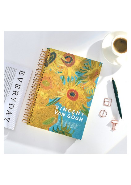 Ayçiçeği B5 Van Gogh Boyama 302 Sayfa B5 Süper Kalınlaşmak Dizüstü Dergisi Gevşek Yaprak Bobin Dergisi Gündem Kırtasiye Not Defteri (Yurt Dışından)