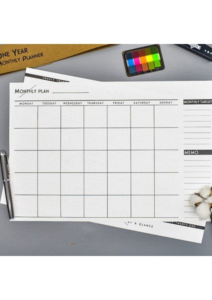 Gösterildiği Gibi 12 Adet Liste Pedi Aylık Planlayıcı Not Defterleri Çalışma Programları Için Not Çalışma Not Defterleri Yapın (Yurt Dışından) fiyatları