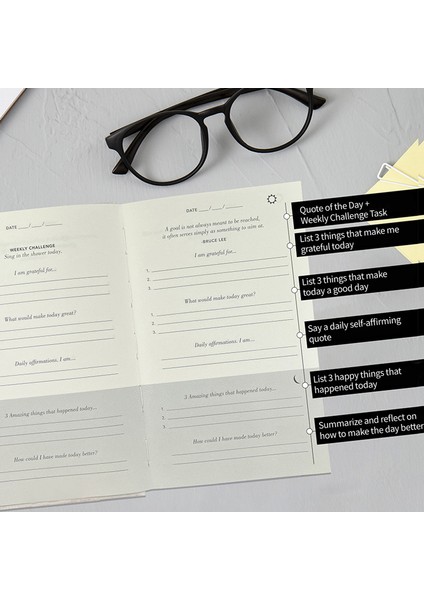 Sarı Şükran Dergisi Toplu 2023 Şükran Günü Beş Dakikalık Günlük Defter Öz Disiplin Delme Programı Dizüstü El Kitabı (Yurt Dışından)