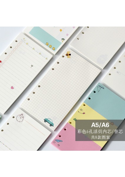 Aylık A6 40 Sayfalık A5 A6 6 Delikli Gevşek Yaprak Yedek Iç Sayfa Renkli Iç Sayfa Çizgisi Izgarası Boş Haftalık Iç Kağıt Kırtasiye (Yurt Dışından) indirimleri