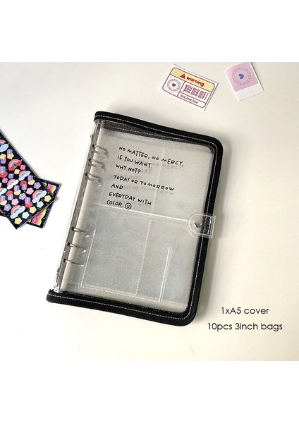A5 Set Siyah Albüm Sharkbang A5 A6 Günlük Defter Seti Fotoğraf Toplama Kitap Seti Glitter Şeffaf Ingilizce Kapak Fotoğraf Albümü Defterler Malzemeleri (Yurt Dışından)