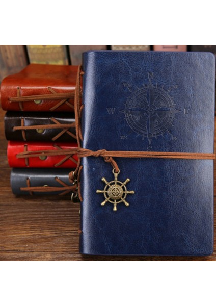 Mavi 105X145MM Retro Spiral Defter Günlüğü Not Defteri Vintage Korsan Çapalar Pu Deri Not Defteri Değiştirilebilir Kırtasiye Hediye Gezgin Dergisi (Yurt Dışından)