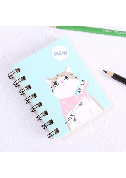 Mavi Kedi A7 Mini Spiral Defter Karikatür Kedi Not Defteri Kawaii Kişisel Günlüğü Planlayıcısı Yatay Çizgi Defter Okul Ofis Arzı 80 Sayfa (Yurt Dışından)
