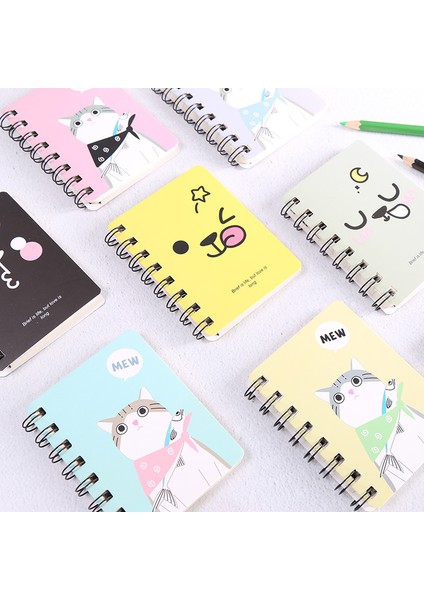 Mavi Kedi A7 Mini Spiral Defter Karikatür Kedi Not Defteri Kawaii Kişisel Günlüğü Planlayıcısı Yatay Çizgi Defter Okul Ofis Arzı 80 Sayfa (Yurt Dışından)