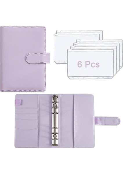 Mor A6 Pu Deri Nakit Zarf Bütçe Bağlayıcı Defter Nakit Zarflar Sistemi Seti Bağlayıcı Cepler Para Bütçe Tasarrufu Fatura Organizatör (Yurt Dışından)