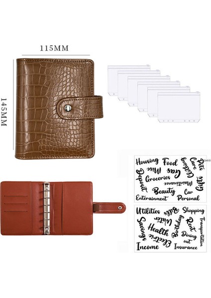 F 2 Etiketli Set A7 A7 Pu Deri Bütçe Bağlayıcı Defter Nakit Zarflar Sistemi Seti Para Bütçe Tasarrufu Fatura Organizatör Için Klipsli Bağlayıcı Cepler (Yurt Dışından)