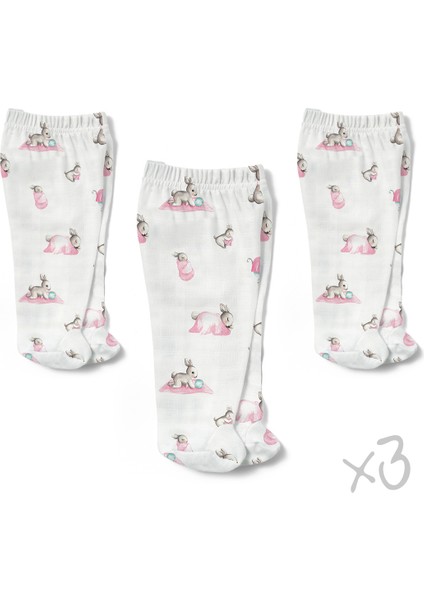 Müslin Patikli Alt 3’lü Set – Bébé Lapin Rose