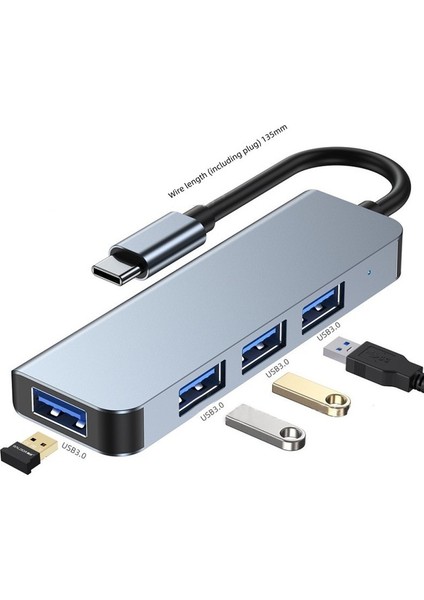 USB C - 4in1 USB Hub 3.0 Tip C - USB 3.0 Dock Istasyonu Çoklu USB Splitter Ower Adaptörü 4/7 Bağlantı Noktası RJ45 4K MacBook Pro Dizüstü Bilgisayar Aksesuarları (Yurt Dışından)