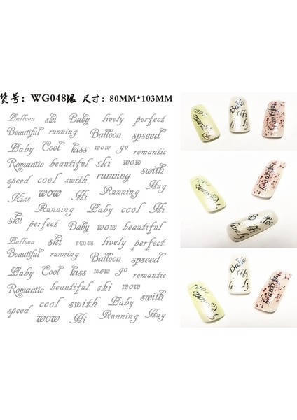 WG048YIN Yeni Roman 26 Ingilizce Alfabe Numarası 3D Kendinden Yapışkanlı Nail Art Çıkartma Kelime Küçük Harf Tırnak Dövmeler Süslü Çıkartmalar (Yurt Dışından)